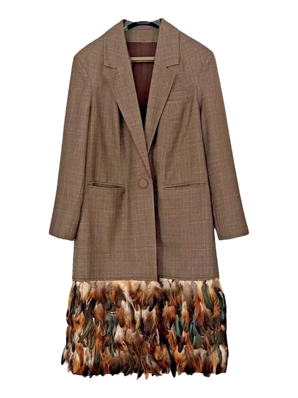Long Coat, Customized, Worsted Wool With Real Feather And Silk Lining, Size M